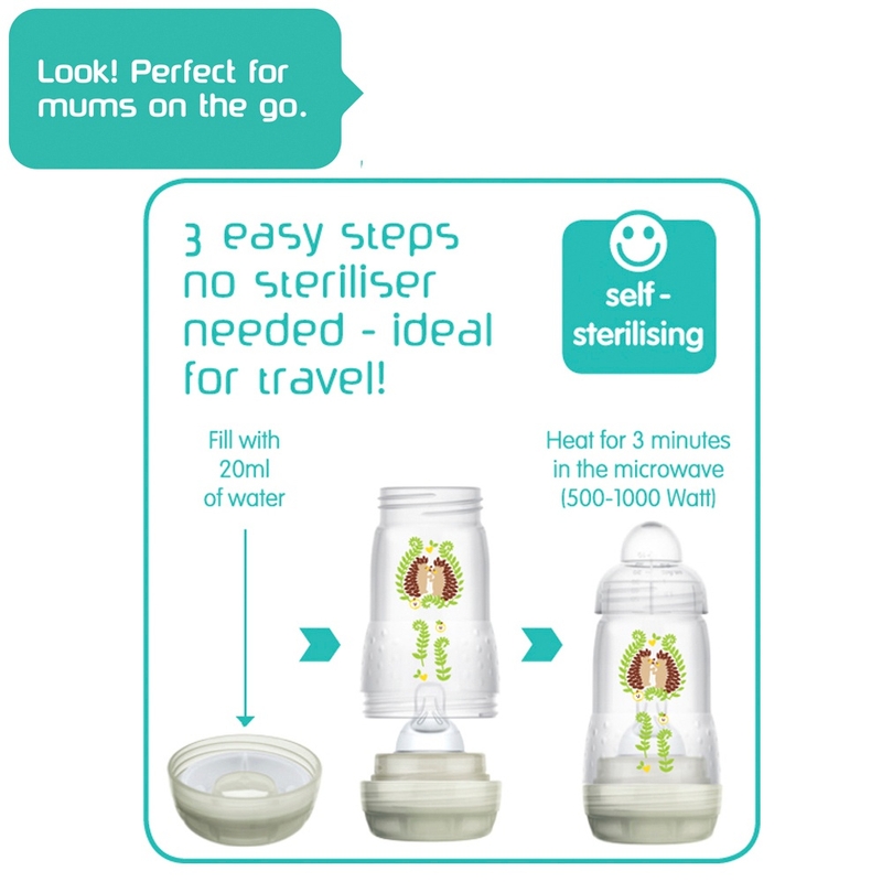 MAM Easy Start Microwave Steam Steriliser and Anti-Colic Baby Bottles Set 6 MAM Easy Start Microwave Steam Steriliser and Anti-Colic Baby Bottles Set