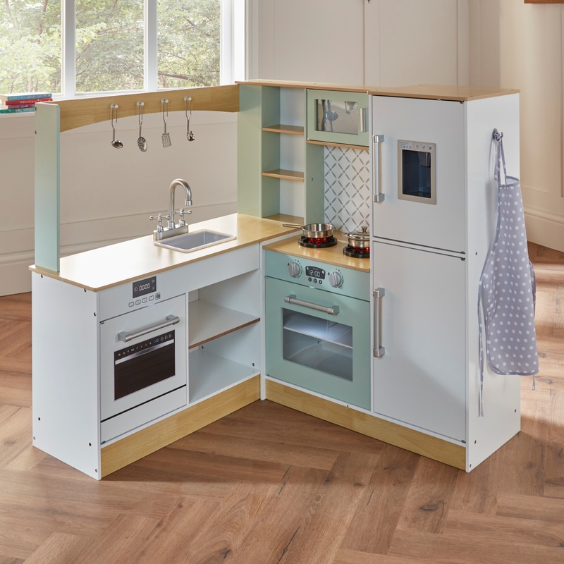 Kitchen Corner Luxury Wooden Play Kitchen with 10 Accessories 3 Kitchen Corner Luxury Wooden Play Kitchen with 10 Accessories