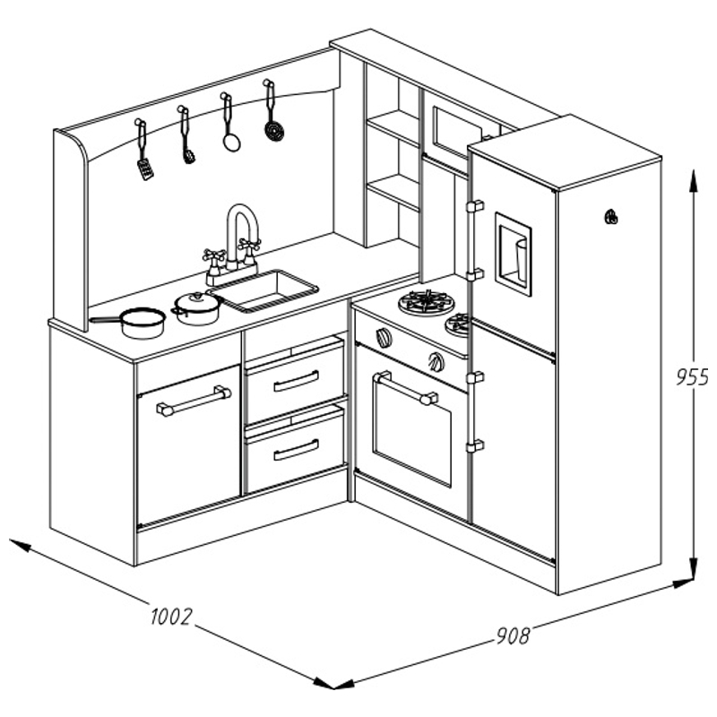 Kitchen Corner Luxury Wooden Play Kitchen with 10 Accessories 7 Kitchen Corner Luxury Wooden Play Kitchen with 10 Accessories