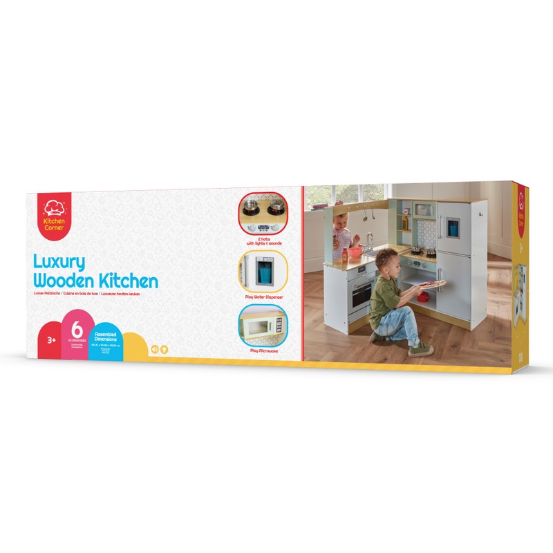 Kitchen Corner Luxury Wooden Play Kitchen with 10 Accessories 8 Kitchen Corner Luxury Wooden Play Kitchen with 10 Accessories