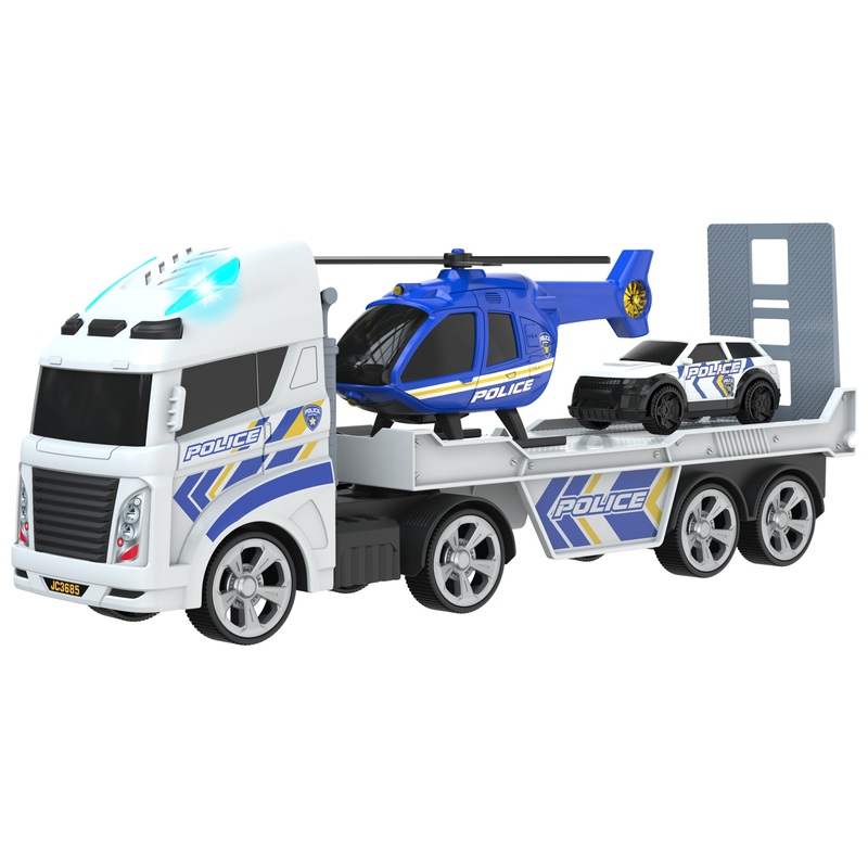 Super Wheelz Lights & Sounds Police Helicopter Transporter Set
