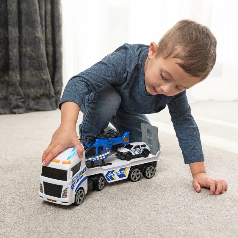 Super Wheelz Lights & Sounds Police Helicopter Transporter Set