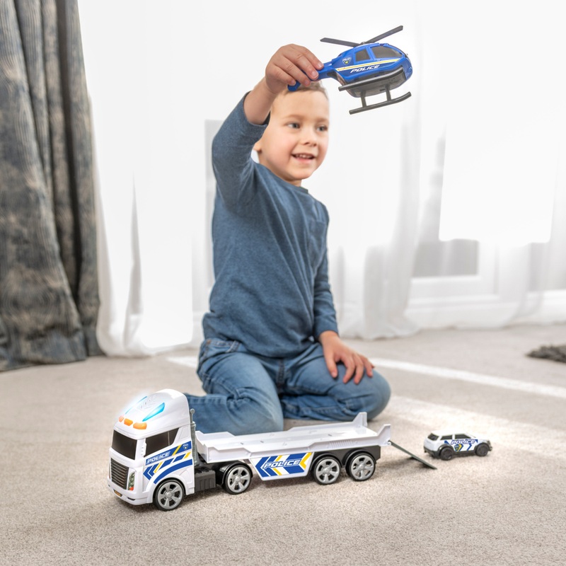 Super Wheelz Lights & Sounds Police Helicopter Transporter Set 4 Super Wheelz Lights & Sounds Police Helicopter Transporter Set