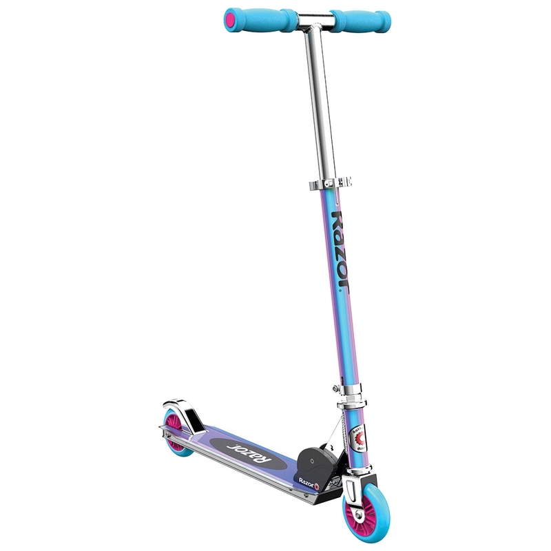 Razor A-Kick Folding Aluminium Scooter Special Holographic Edition Blue and Pink
