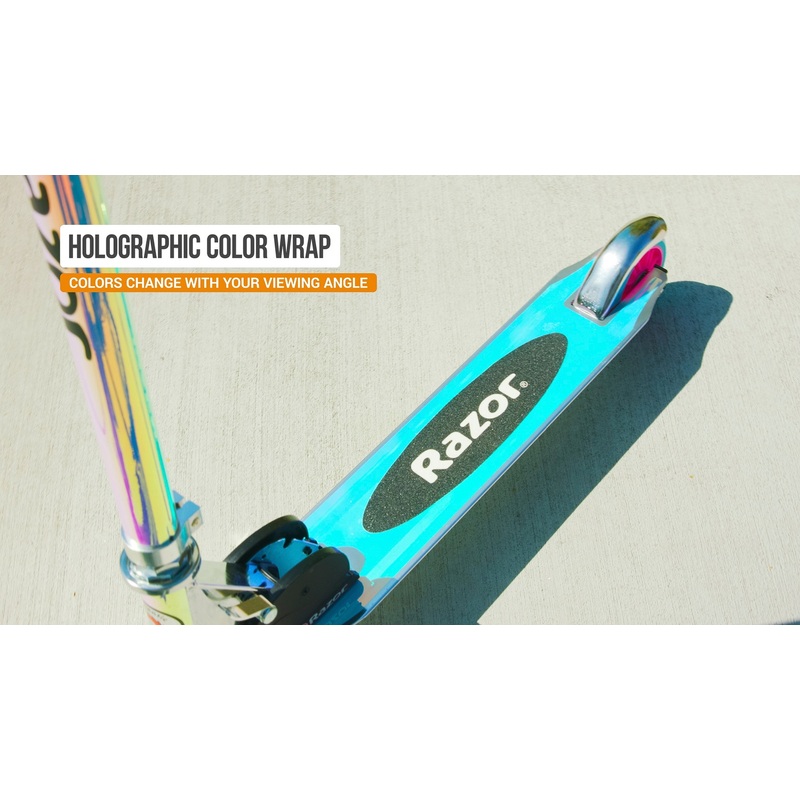 Razor A-Kick Folding Aluminium Scooter Special Holographic Edition Blue and Pink 7 Razor A-Kick Folding Aluminium Scooter Special Holographic Edition Blue and Pink