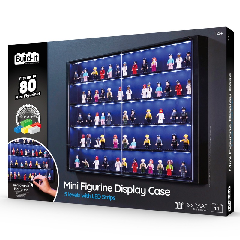 Build-It Minifigure Display Case LED Cabinet