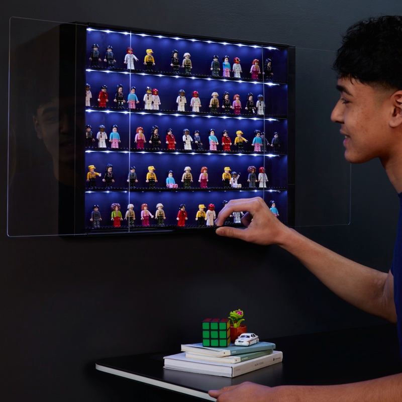 Build-It Minifigure Display Case LED Cabinet