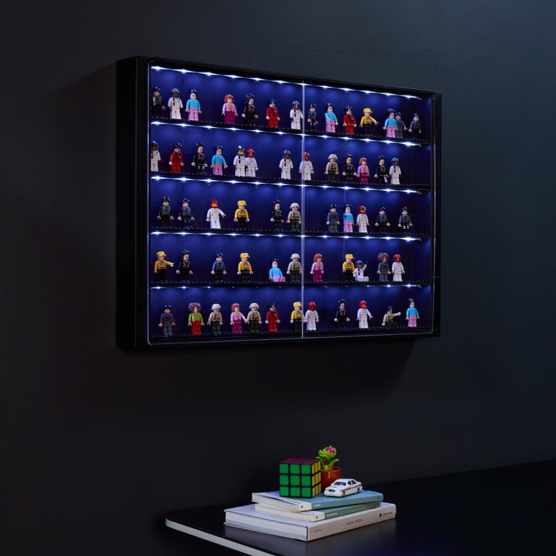 Build-It Minifigure Display Case LED Cabinet