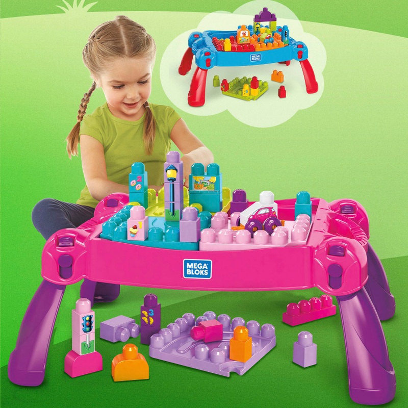 MEGA Bloks Building Blocks Build 'N Learn Table Pink and Purple