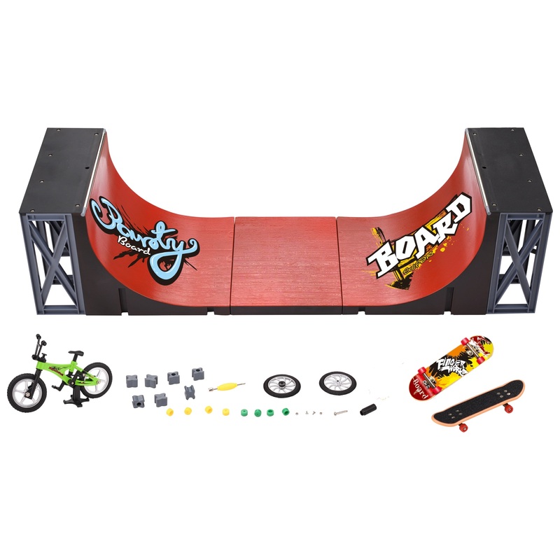 Skate Park Finger Skateboard Ramp Half Pipe Set 2 Skate Park Finger Skateboard Ramp Half Pipe Set