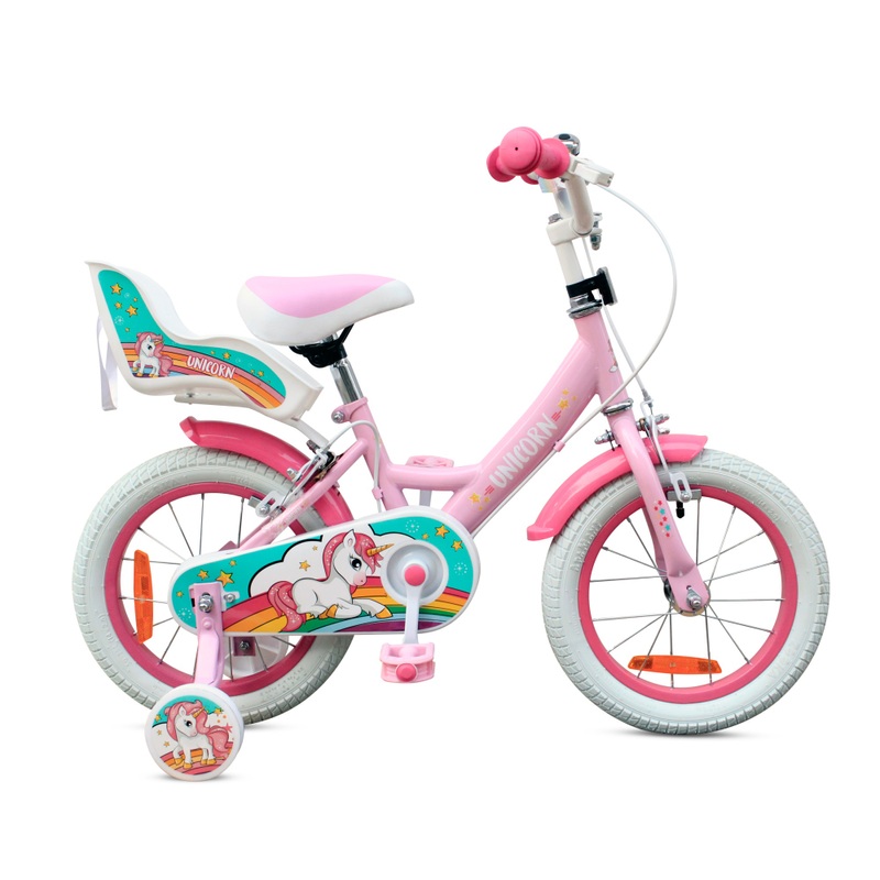 14 Inch Verve Unicorn Bike with Doll Carrier Pink