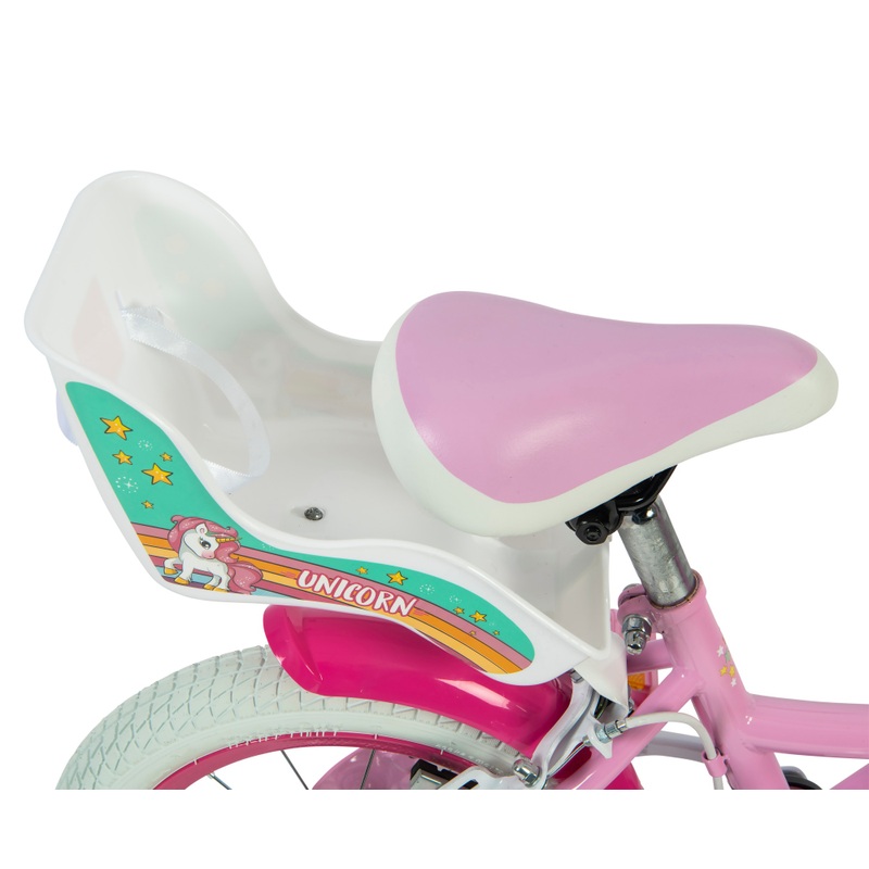 14 Inch Verve Unicorn Bike with Doll Carrier Pink 7 14 Inch Verve Unicorn Bike with Doll Carrier Pink