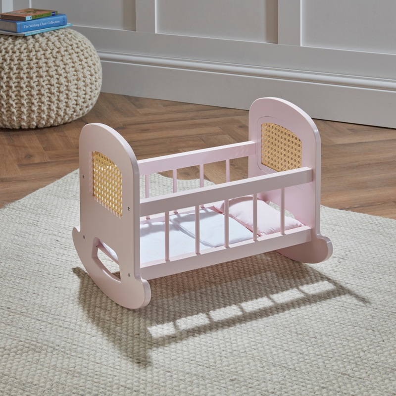 Ivy & Lily Wooden Baby Doll Rattan Cradle 5 Ivy & Lily Wooden Baby Doll Rattan Cradle