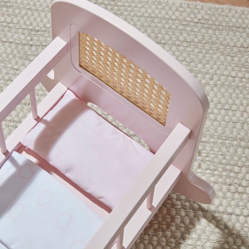 Ivy & Lily Wooden Baby Doll Rattan Cradle 6 Ivy & Lily Wooden Baby Doll Rattan Cradle