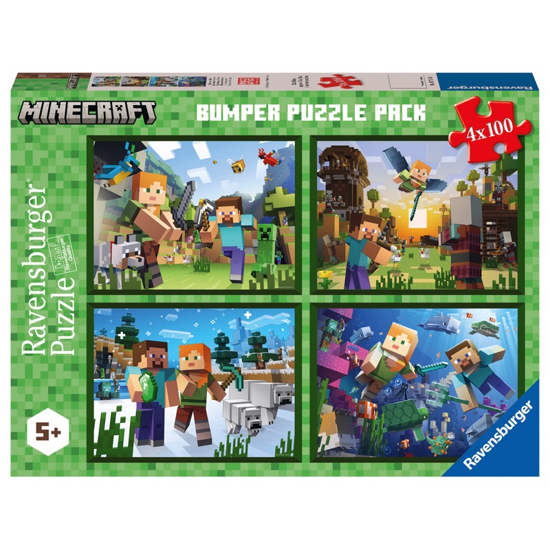 Ravensburger Minecraft Jigsaw Puzzles Bumper Pack 4 x 100 Pieces