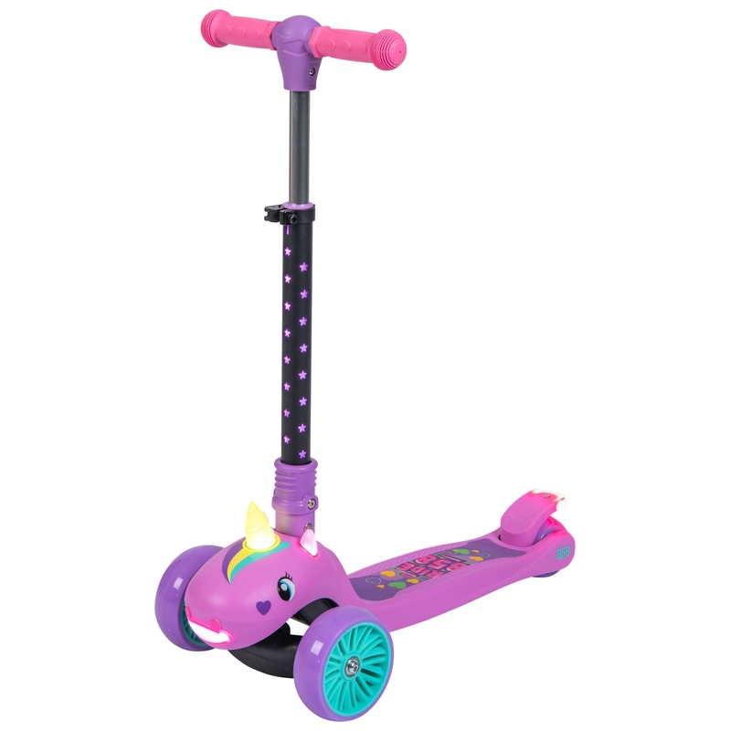 858 Elite Unicorn Light-Up Folding 3 Wheel Scooter