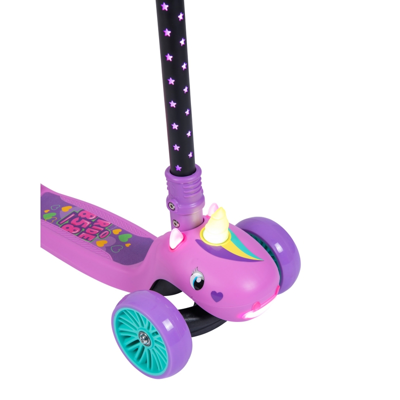 858 Elite Unicorn Light-Up Folding 3 Wheel Scooter