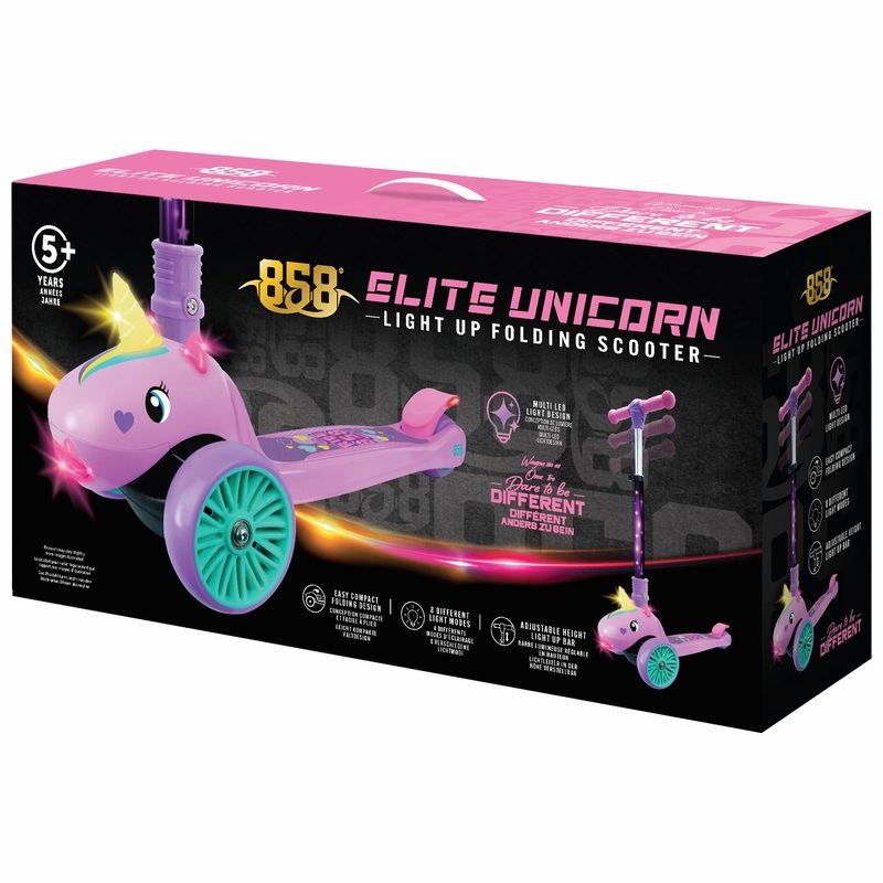 858 Elite Unicorn Light-Up Folding 3 Wheel Scooter 7 858 Elite Unicorn Light-Up Folding 3 Wheel Scooter