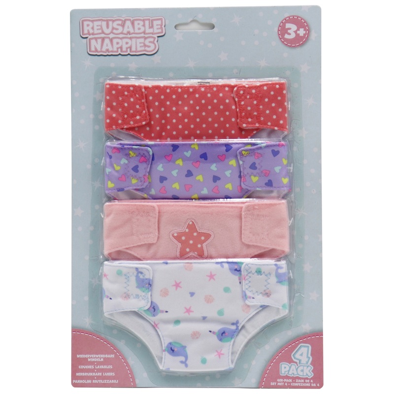 Baby Doll Reusable Nappies Accessories 4 Pack