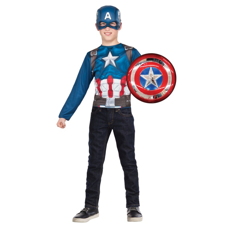Marvel Captain America Costume Mask and Shield Dress-Up Set