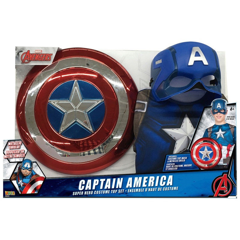Marvel Captain America Costume Mask and Shield Dress-Up Set