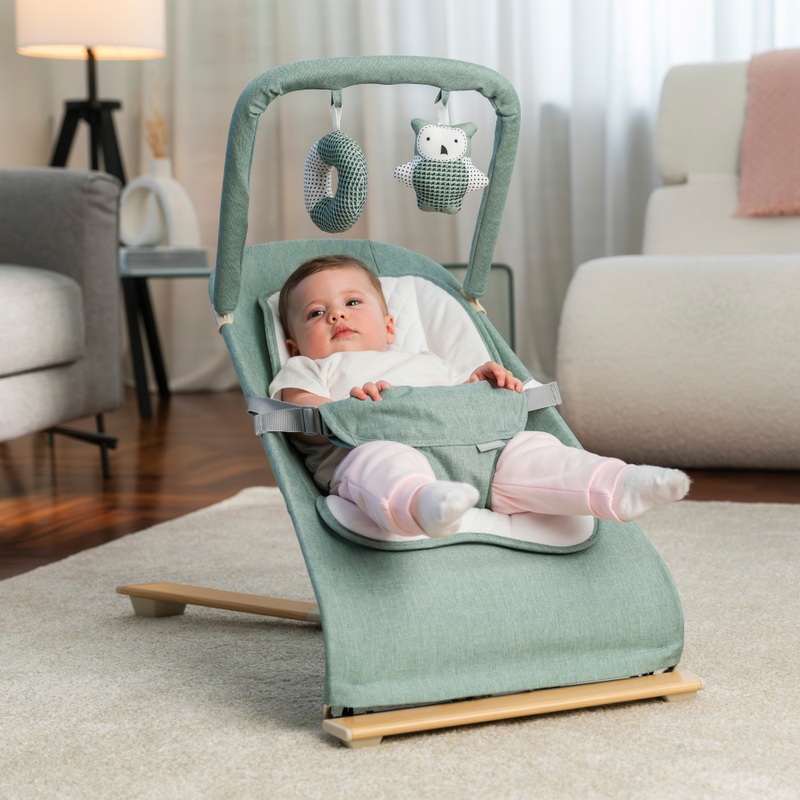 Nested Gravity Wooden Baby Bouncer Sage Green