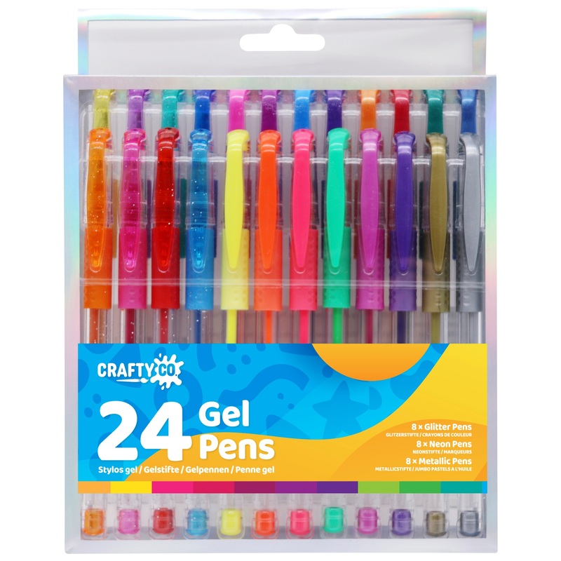 Crafty Co. Gel Pens Glitter Neon and Metallic Set 24 Piece