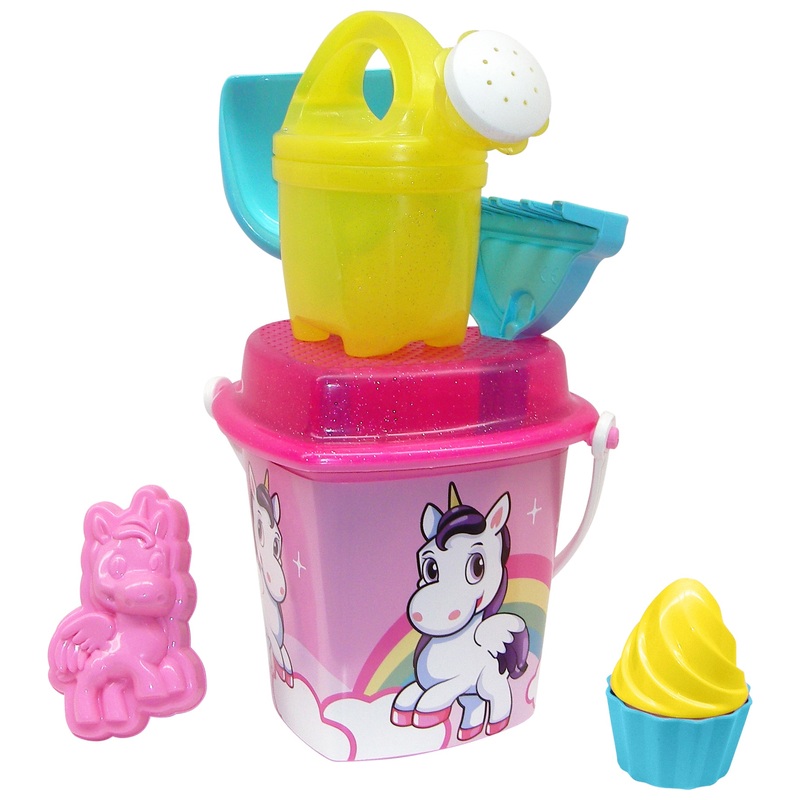 Heart-Shaped Unicorn Sand Bucket and Spade Set