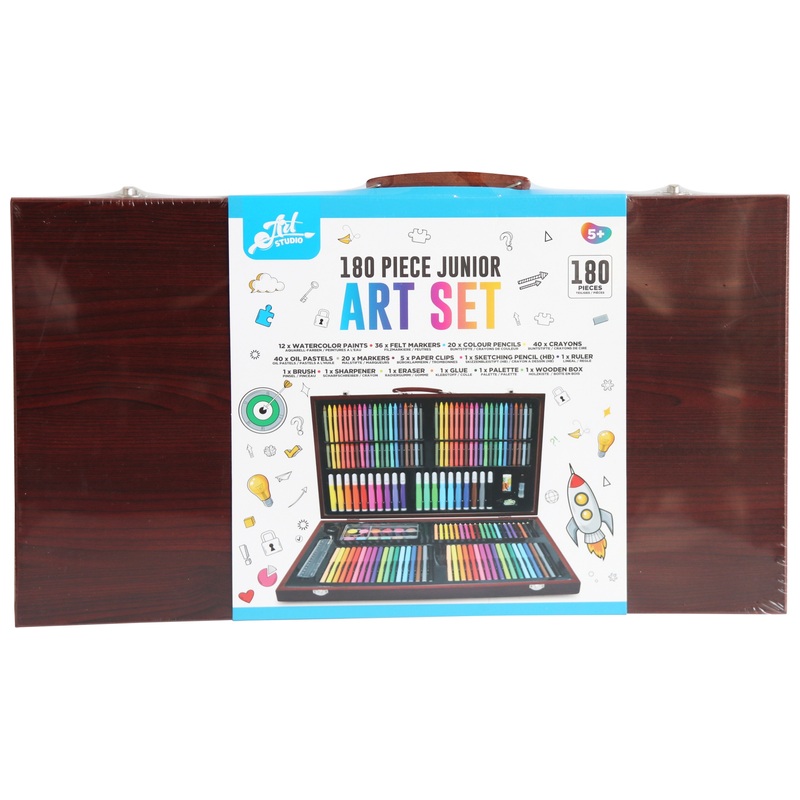 Art Studio Junior Wooden Box Art Set 180 Pieces 6 Art Studio Junior Wooden Box Art Set 180 Pieces