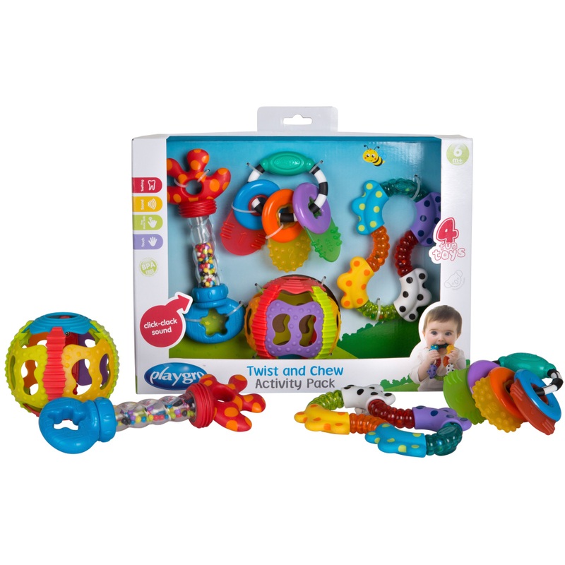 Playgro Twist and Chew Activity Teething Toys 4 Pack