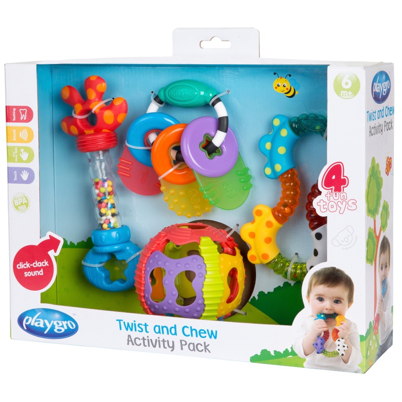 Playgro Twist and Chew Activity Teething Toys 4 Pack 6 Playgro Twist and Chew Activity Teething Toys 4 Pack