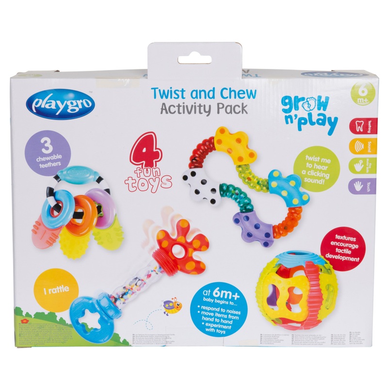 Playgro Twist and Chew Activity Teething Toys 4 Pack 7 Playgro Twist and Chew Activity Teething Toys 4 Pack