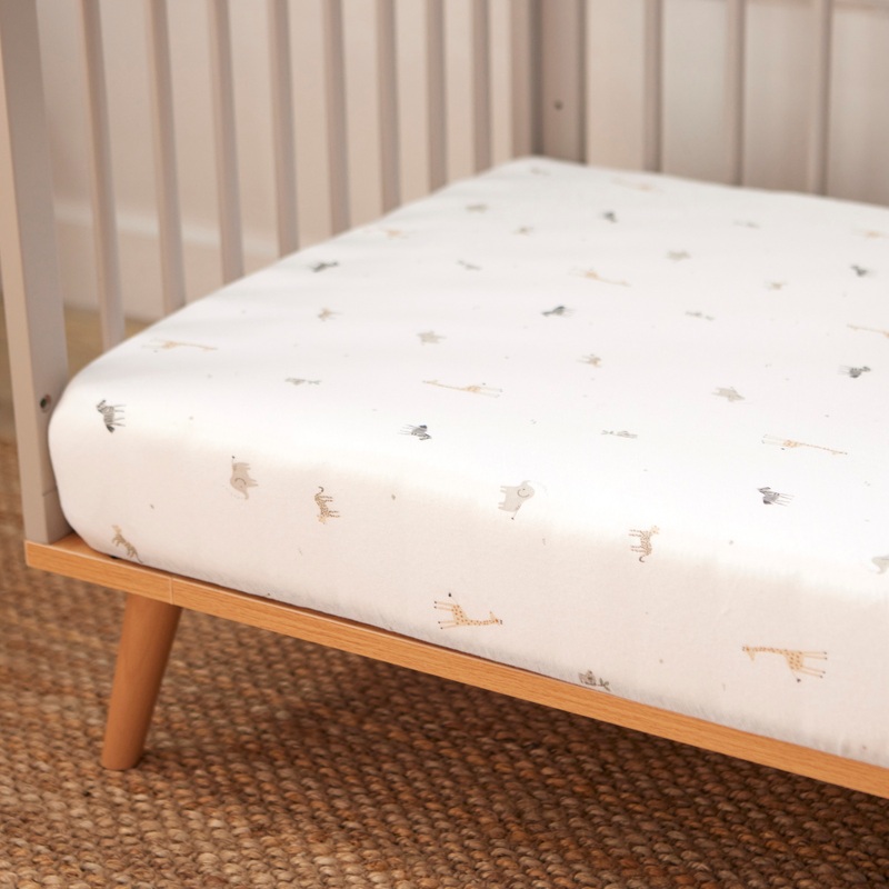 Baby Elegance Cot Bed Jersey Cotton Fitted Sheets Safari 140 x 70cm 2 Pack