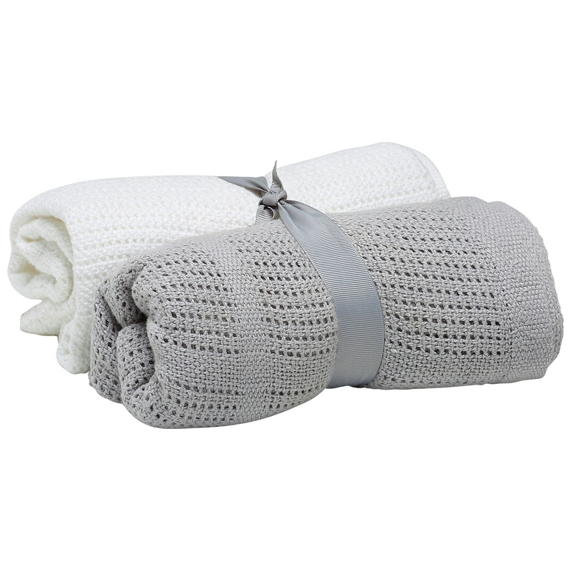 Baby Elegance Cellular Baby Blankets Grey and White 2 Pack
