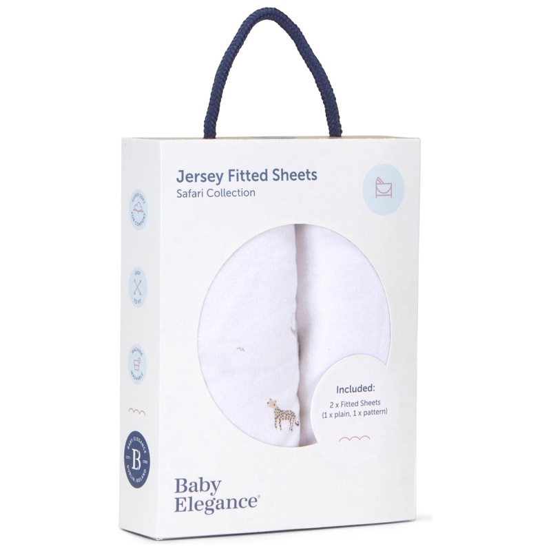 Baby Elegance Moses Basket Jersey Cotton Fitted Sheets Safari 70 x 30cm