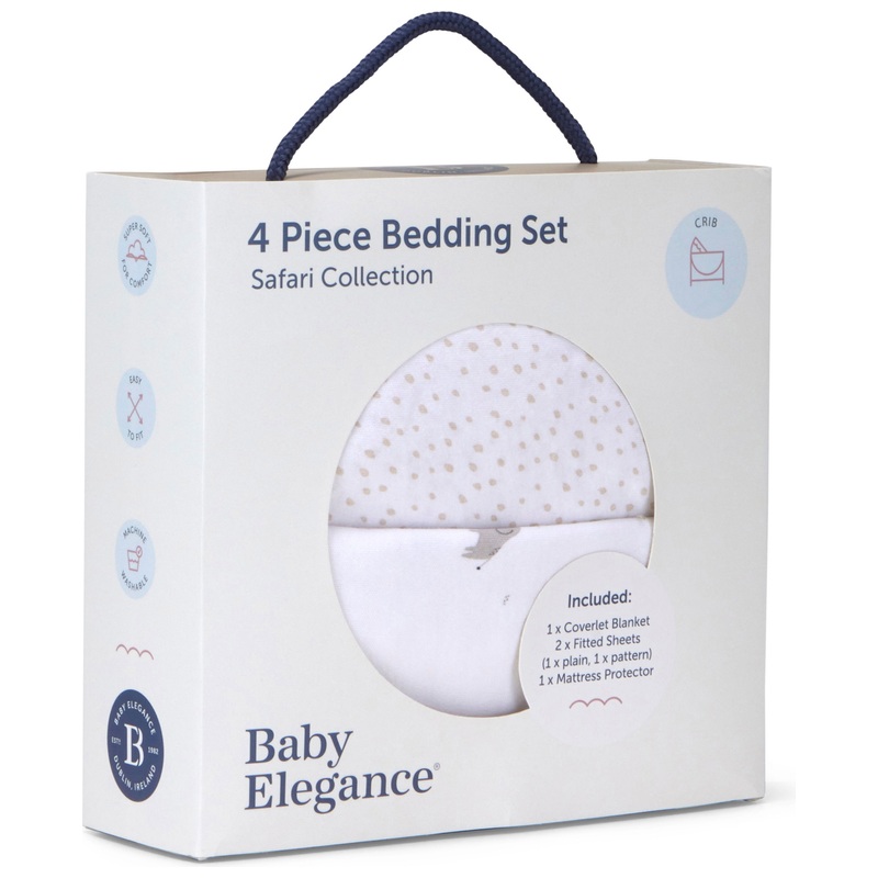 Baby Elegance Crib 4 Piece Bedding Set Safari 90 x 50cm