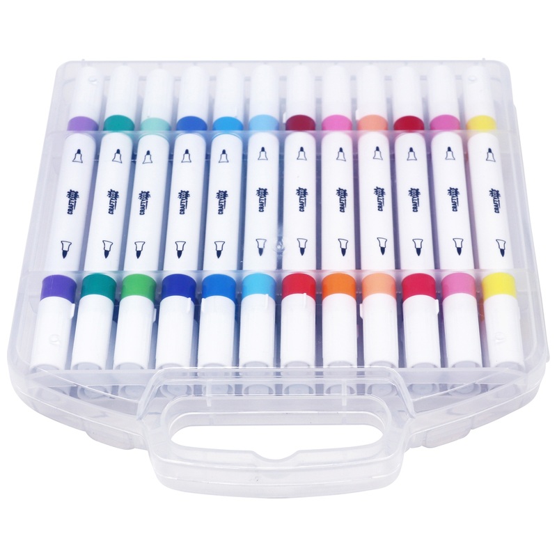 Crafty Co. Dual Tip Acrylic Twin Markers with Storage Case Set 24 Piece