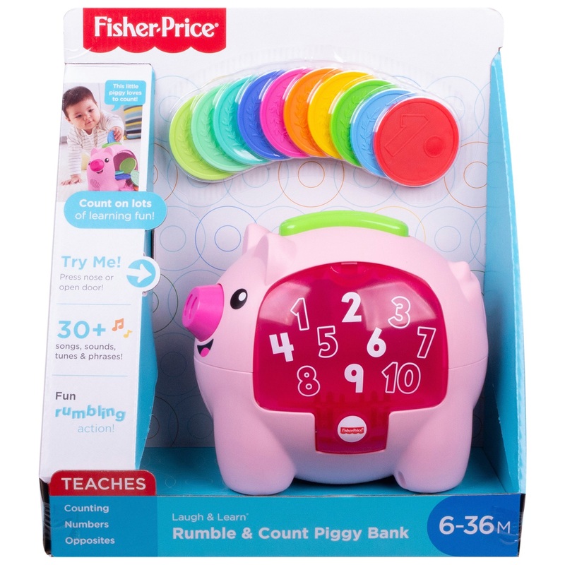 Fisher-Price Baby Toy Laugh & Learn Count & Rumble Piggy Bank 8 Fisher-Price Baby Toy Laugh & Learn Count & Rumble Piggy Bank