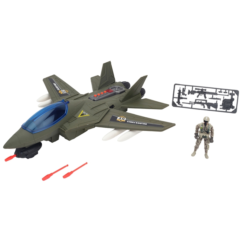 Soldier Force Playset Stealth Battle Wing Jet with Lights and Sounds