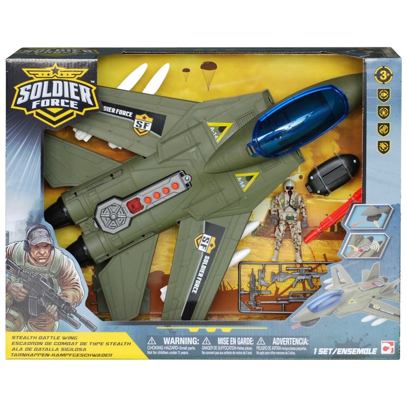 Soldier Force Playset Stealth Battle Wing Jet with Lights and Sounds 8 Soldier Force Playset Stealth Battle Wing Jet with Lights and Sounds