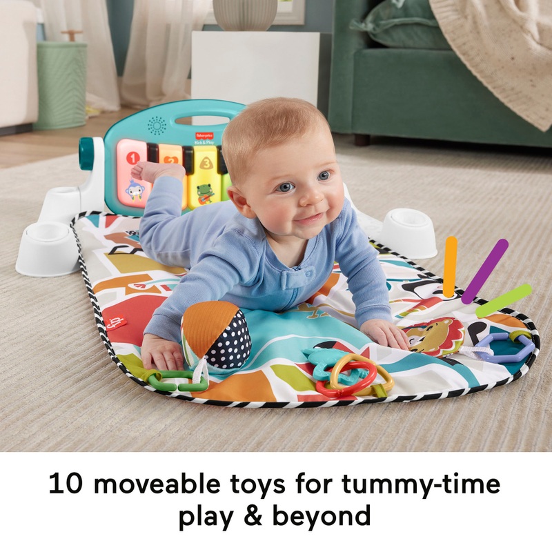 Fisher-Price Glow and Grow Kick & Play Piano Baby Gym Blue 4 Fisher-Price Glow and Grow Kick & Play Piano Baby Gym Blue
