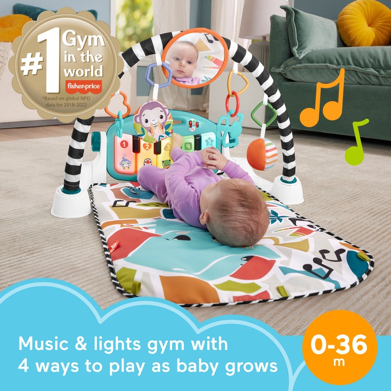 Fisher-Price Glow and Grow Kick & Play Piano Baby Gym Blue 6 Fisher-Price Glow and Grow Kick & Play Piano Baby Gym Blue