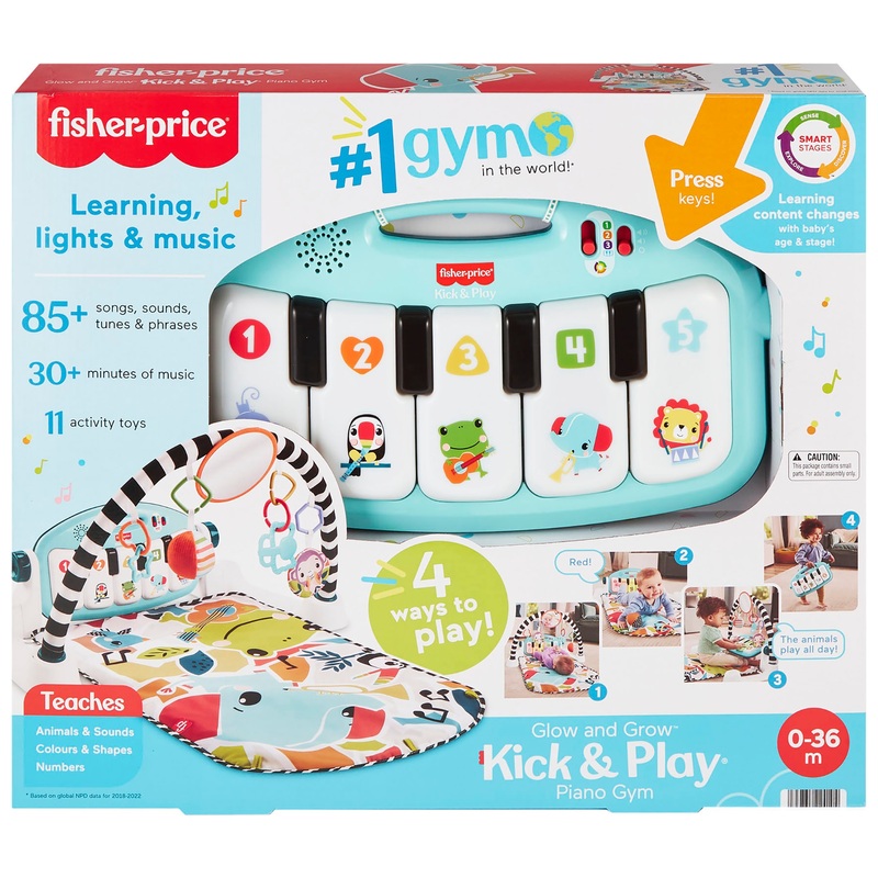 Fisher-Price Glow and Grow Kick & Play Piano Baby Gym Blue 8 Fisher-Price Glow and Grow Kick & Play Piano Baby Gym Blue