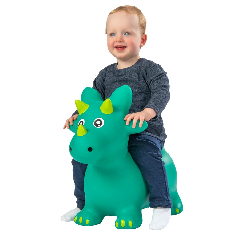 Big Steps Inflatable Jumping Dino Ride On Green