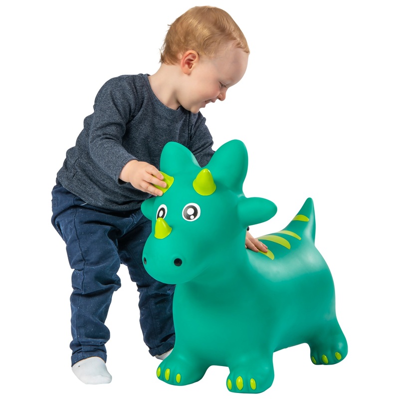 Big Steps Inflatable Jumping Dino Ride On Green