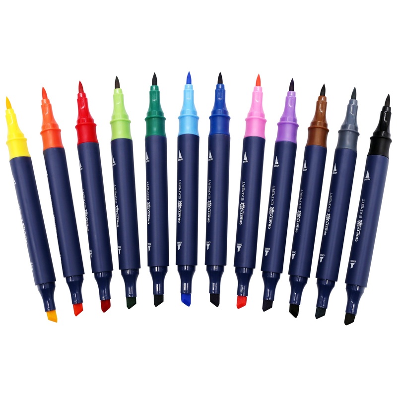 Crafty Co. Professional Dual Tip Alcohol Markers Set with Carry Case 48 Colours