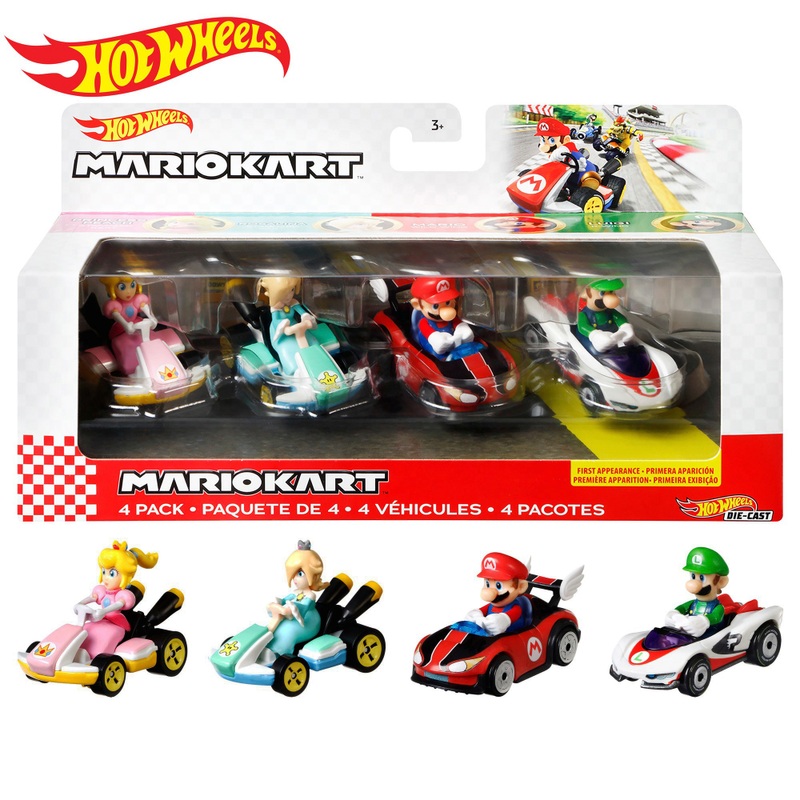 Hot Wheels Mario Kart Characters Die-Cast Cars 4 Pack Assortment