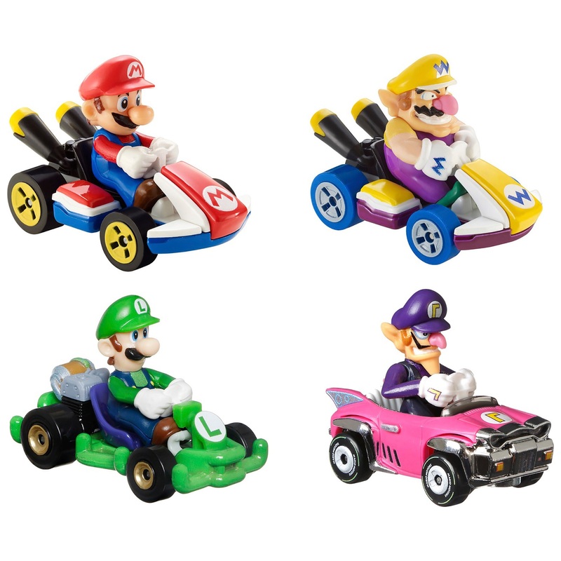 Hot Wheels Mario Kart Characters Die-Cast Cars 4 Pack Assortment