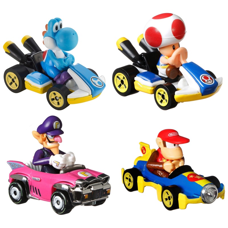 Hot Wheels Mario Kart Characters Die-Cast Cars 4 Pack Assortment