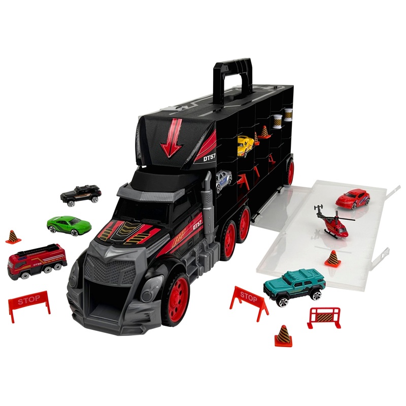 Super Wheelz Diecast Truck Carry Case Set with 7 Cars